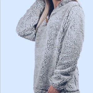 SIMPLY SOUTHERN SHERPA PULLOVER IN HEATHER GREY